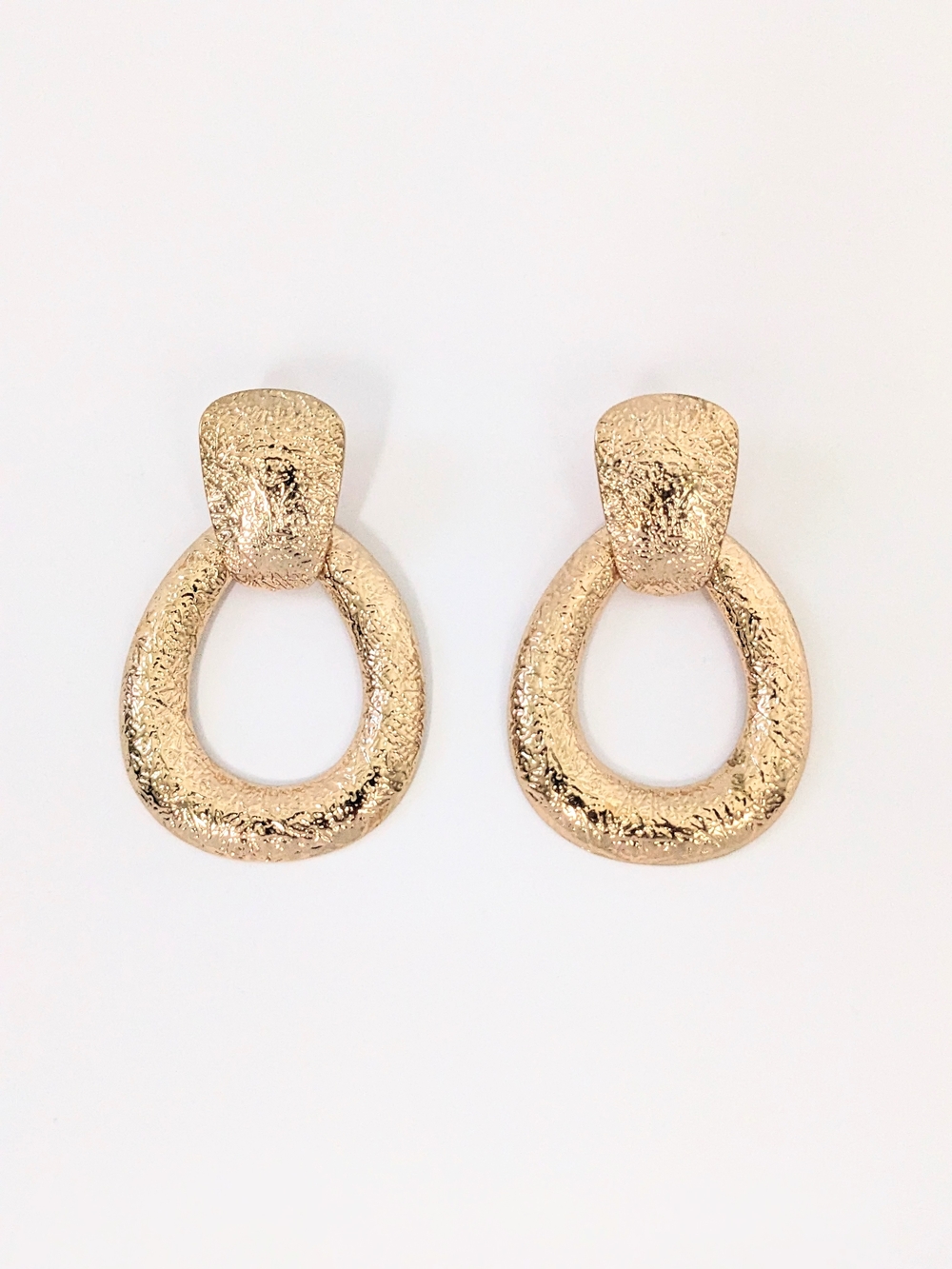 Textured Gold Door Knocker Earrings